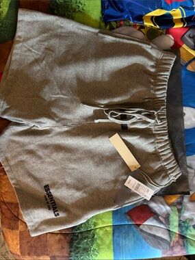 Essentials Grey Fleece Drawstring Shorts